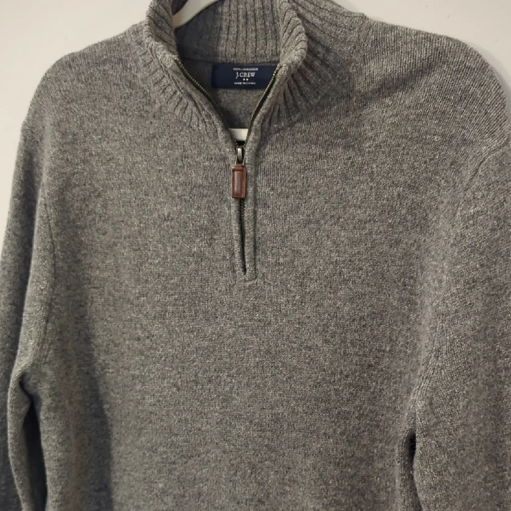 J. Crew Men's‎ 100% Lambswool 1/4 Zip Sweater Gray size Medium